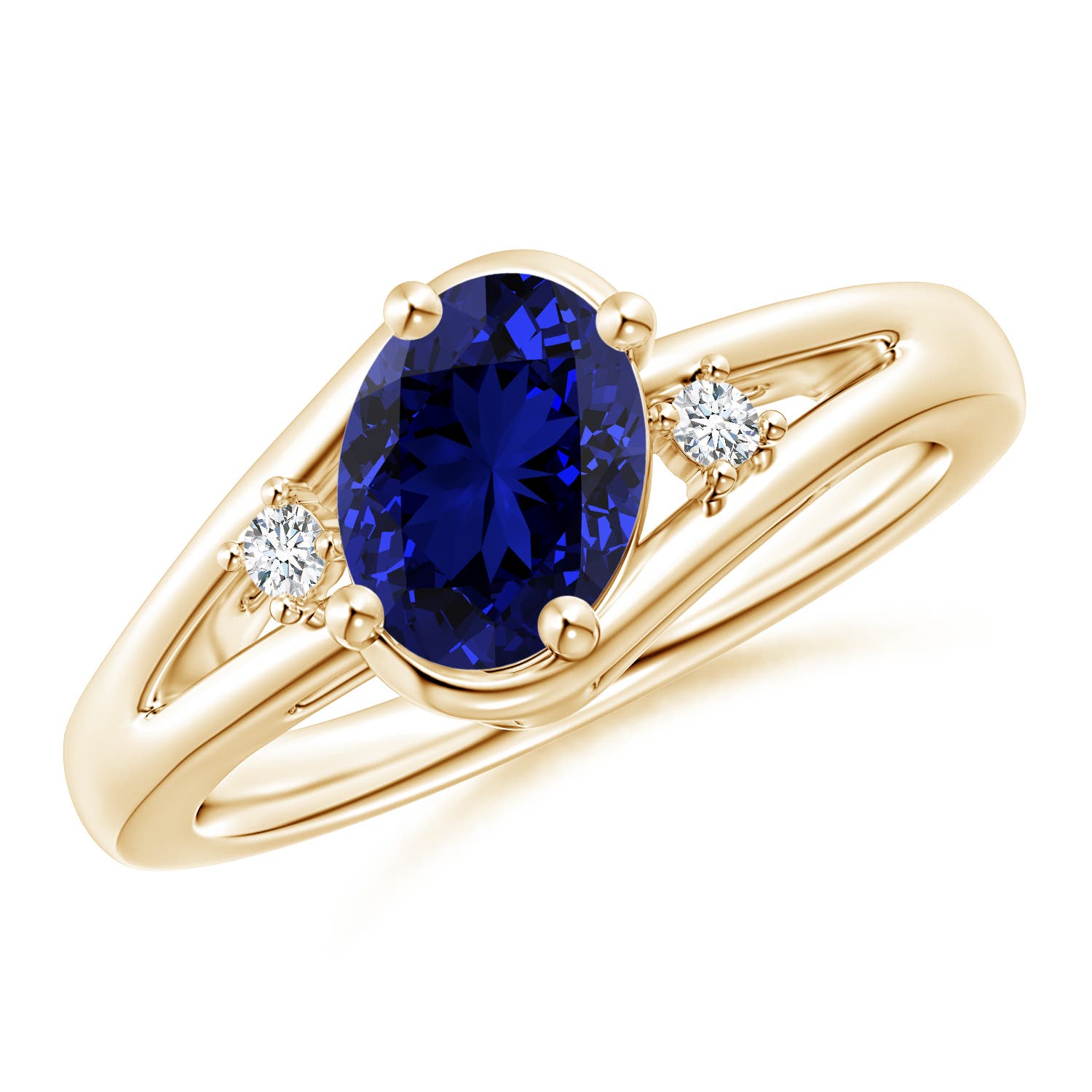 Premium - Lab-Grown Blue Sapphire / 1.6 CT / 14 KT Yellow Gold