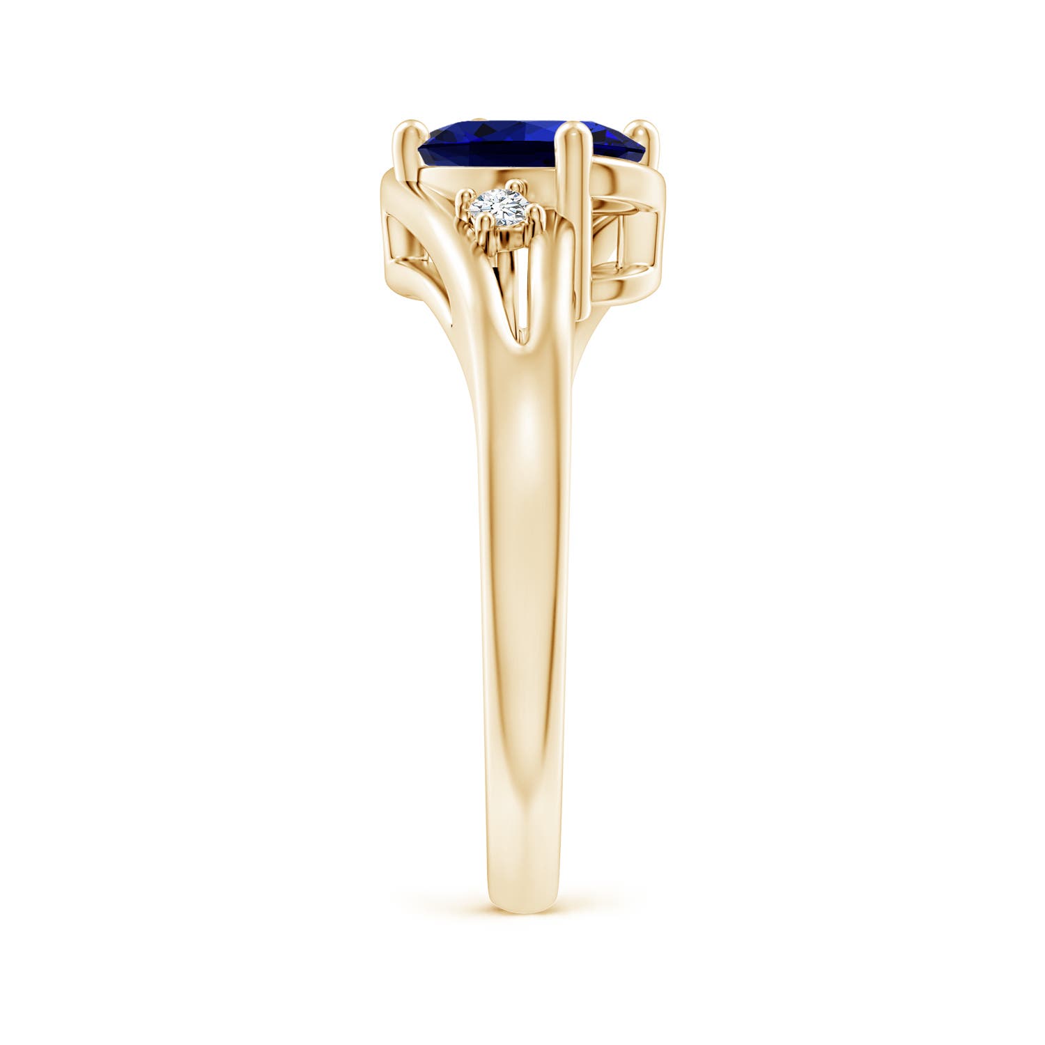 Premium - Lab-Grown Blue Sapphire / 1.6 CT / 14 KT Yellow Gold