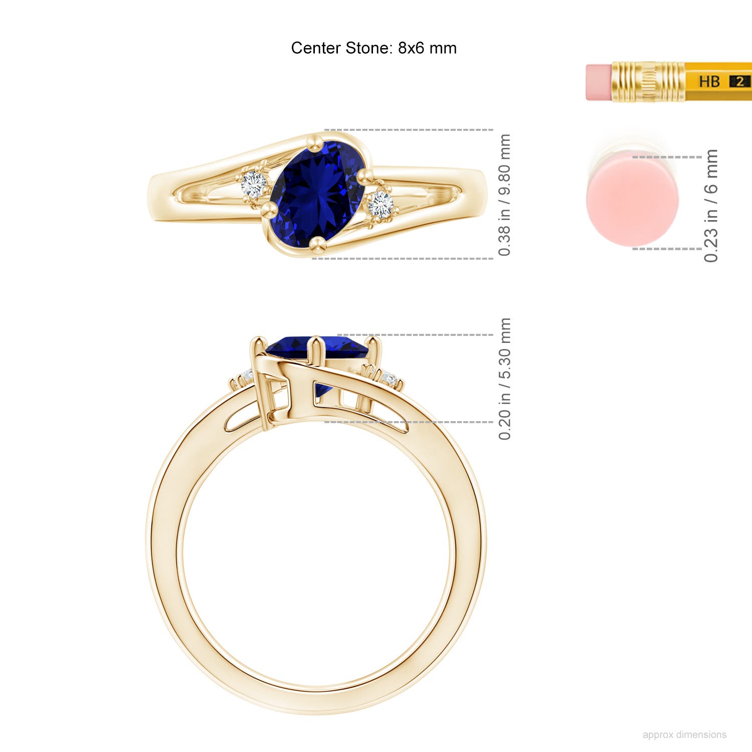 Premium - Lab-Grown Blue Sapphire / 1.6 CT / 14 KT Yellow Gold