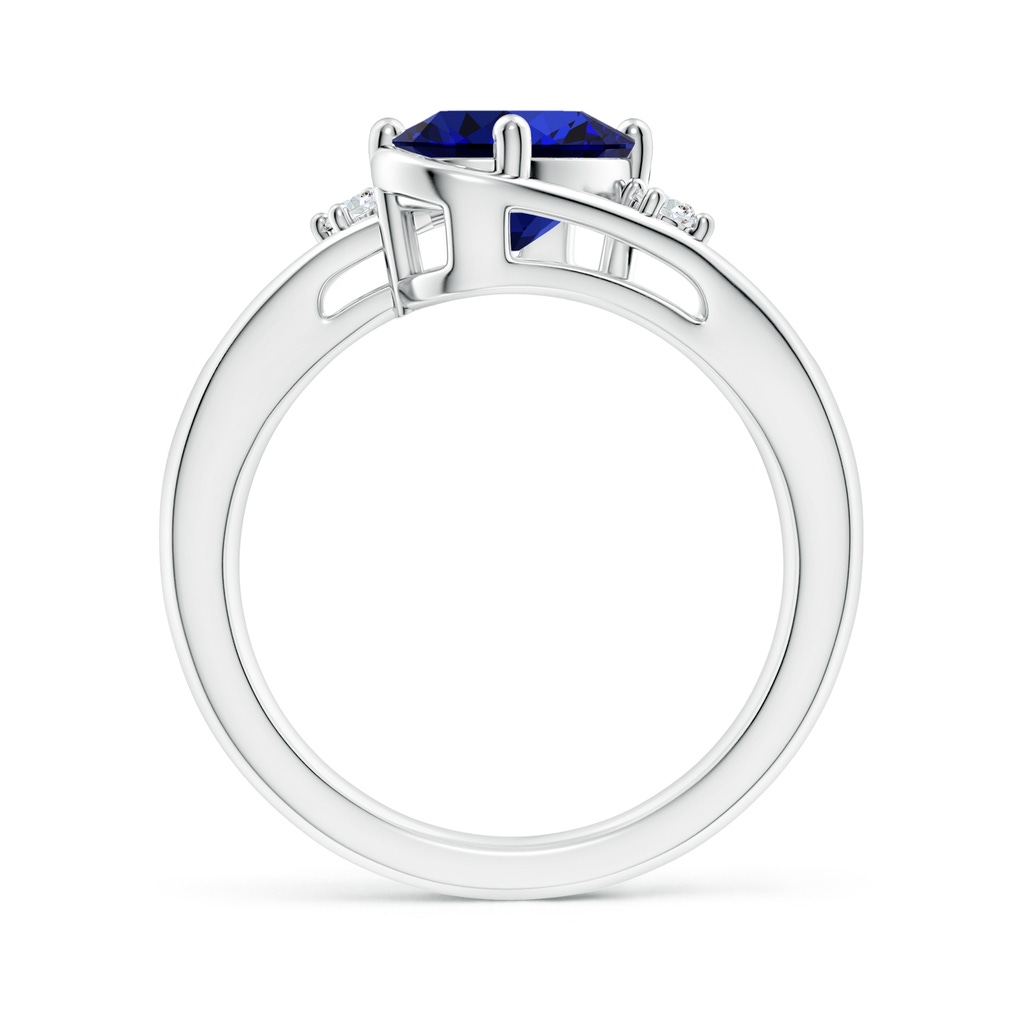 9x7mm Labgrown Lab-Grown Blue Sapphire and Diamond Split Shank Ring in White Gold Side 199