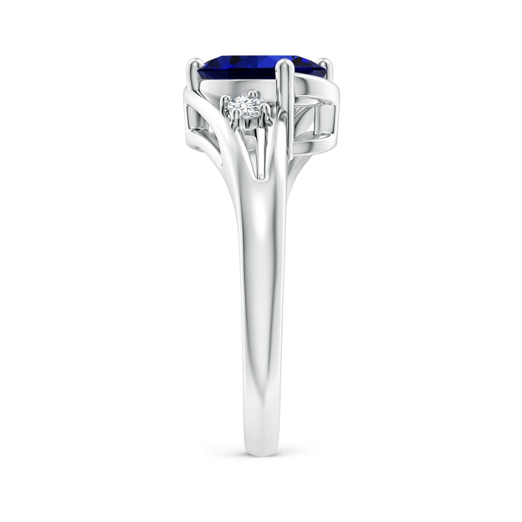9x7mm Labgrown Lab-Grown Blue Sapphire and Diamond Split Shank Ring in White Gold Side 299