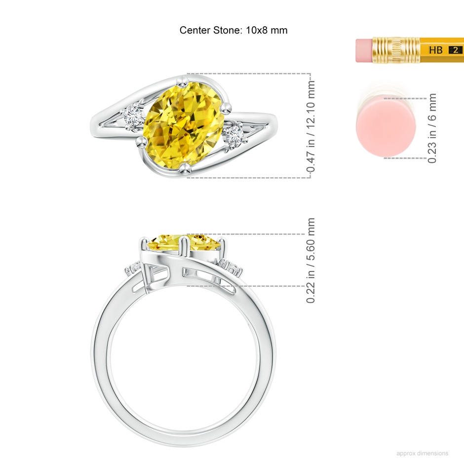 10x8mm Labgrown Lab-Grown Fancy Intense Yellow and White Diamond Split Shank Ring in P950 Platinum ruler