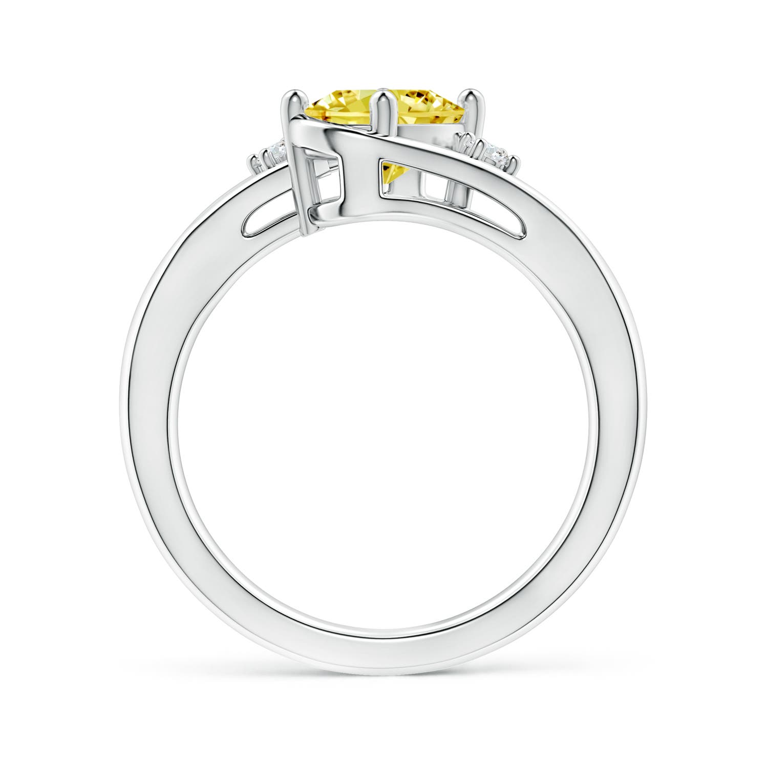 8x6mm Labgrown Lab-Grown Fancy Intense Yellow and White Diamond Split Shank Ring in 18K White Gold