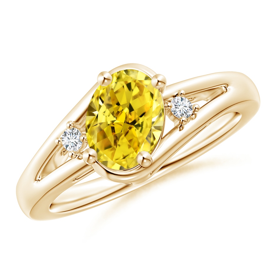 8x6mm Labgrown Lab-Grown Fancy Intense Yellow and White Diamond Split Shank Ring in Yellow Gold 