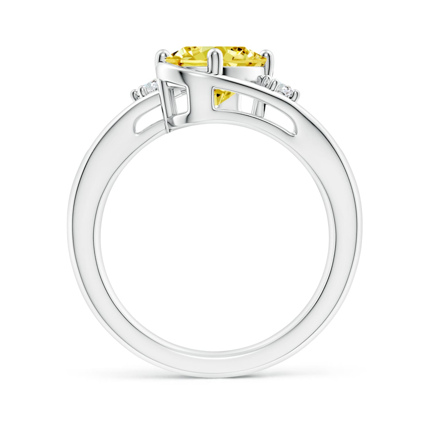 9x7mm Labgrown Lab-Grown Fancy Intense Yellow and White Diamond Split Shank Ring in White Gold - side 2