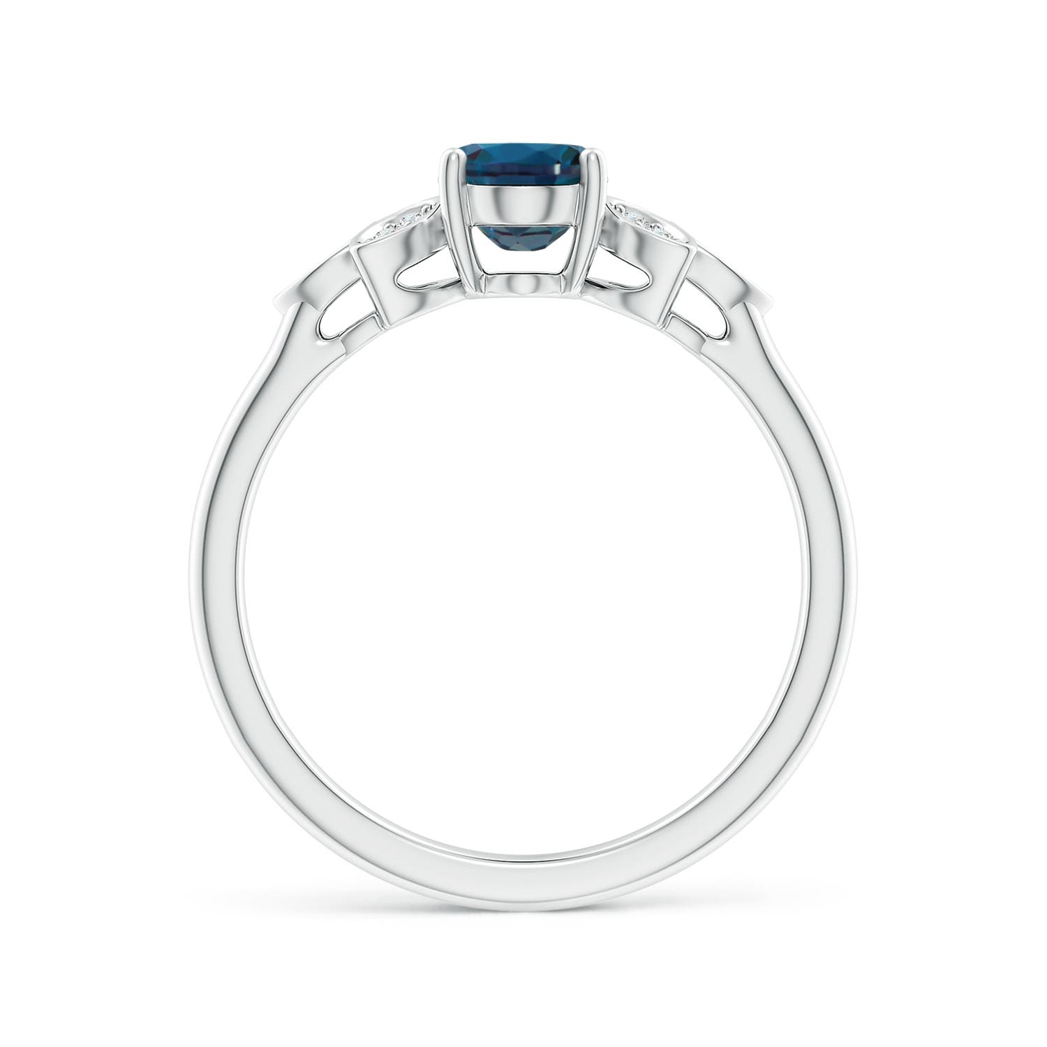 7x5mm Labgrown Vintage Style Oval Lab-Grown Alexandrite Ring with Diamond Accents in 18K White Gold
