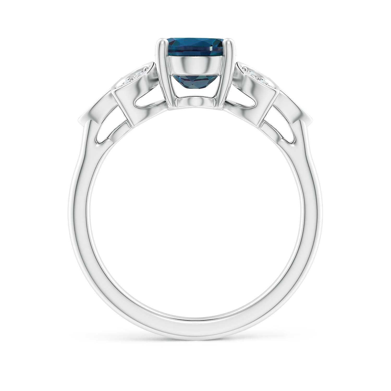 9x7mm Labgrown Vintage Style Oval Lab-Grown Alexandrite Ring with Diamond Accents in 18K White Gold