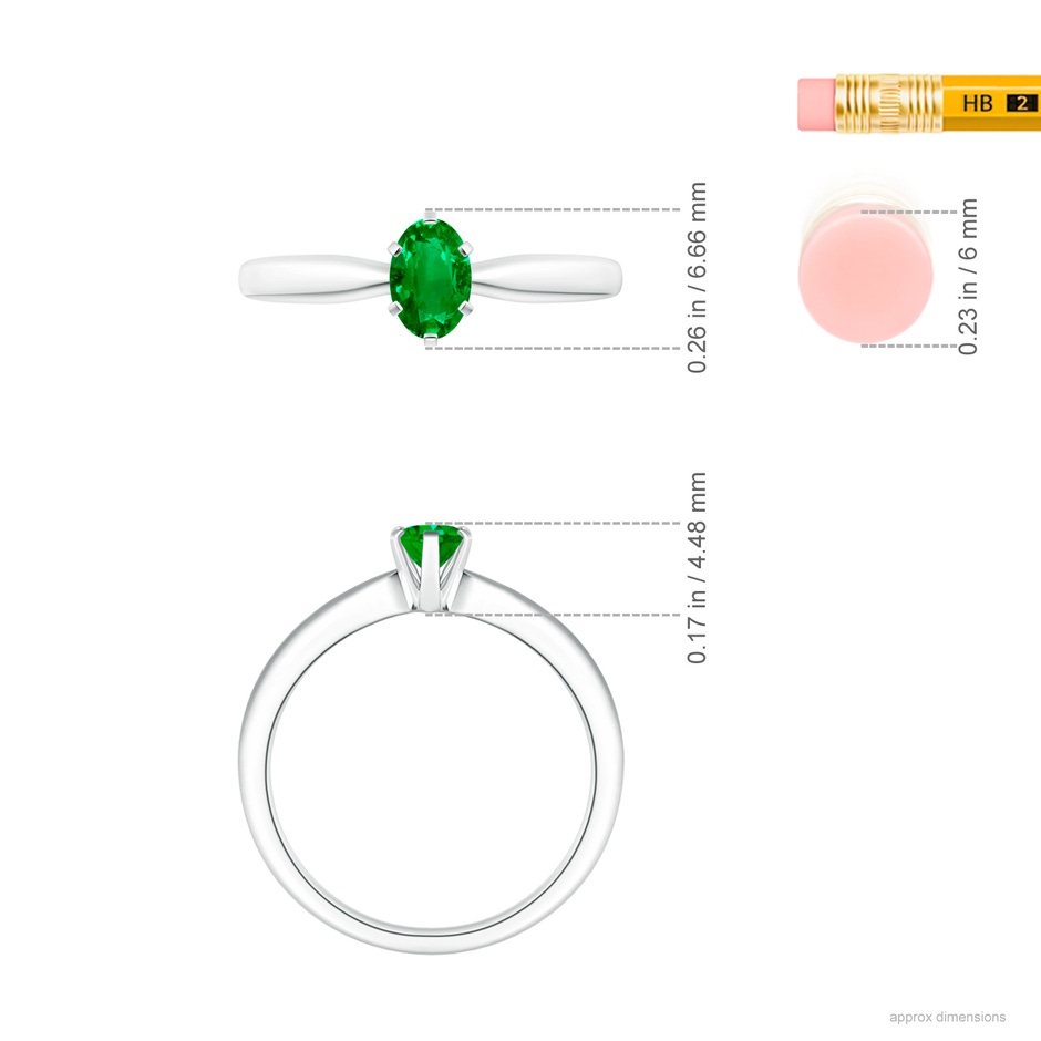 6x4mm Labgrown Lab-Grown-Tapered Shank Oval Solitaire Emerald Ring in P950 Platinum ruler