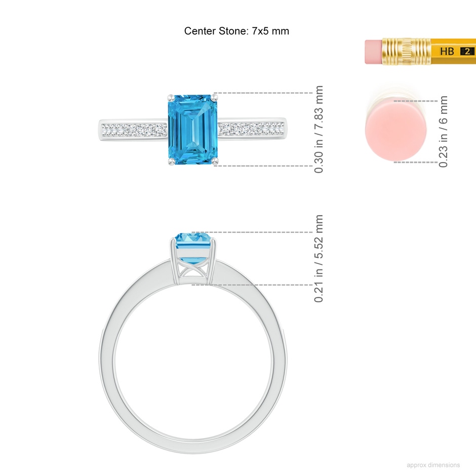 7x5mm Labgrown Octagonal Lab-Grown Fancy Intense Blue Diamond Cocktail Ring in White Gold ruler