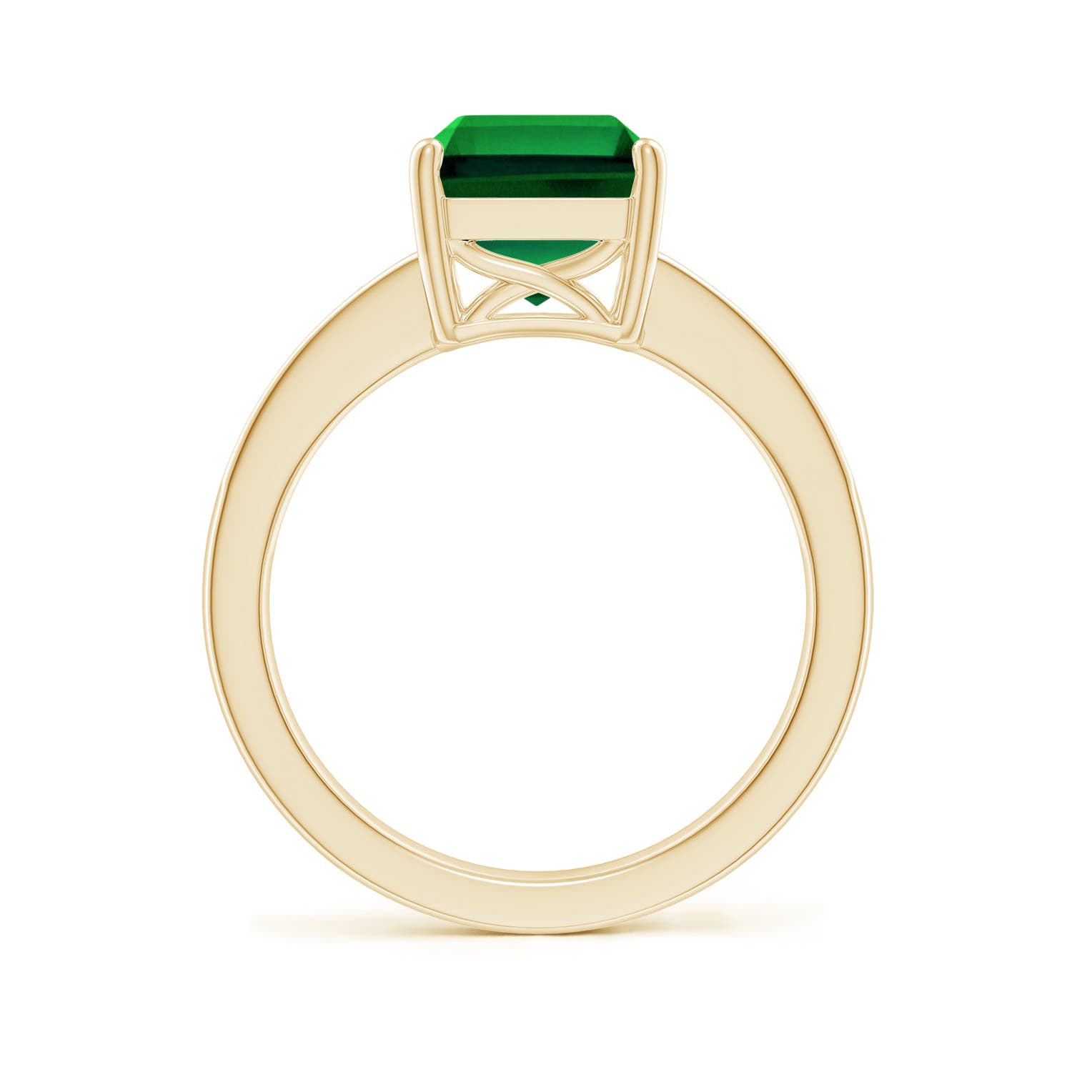 10x8mm Labgrown Lab-Grown Octagonal Emerald Cocktail Ring with Lab Diamonds in 18K Yellow Gold