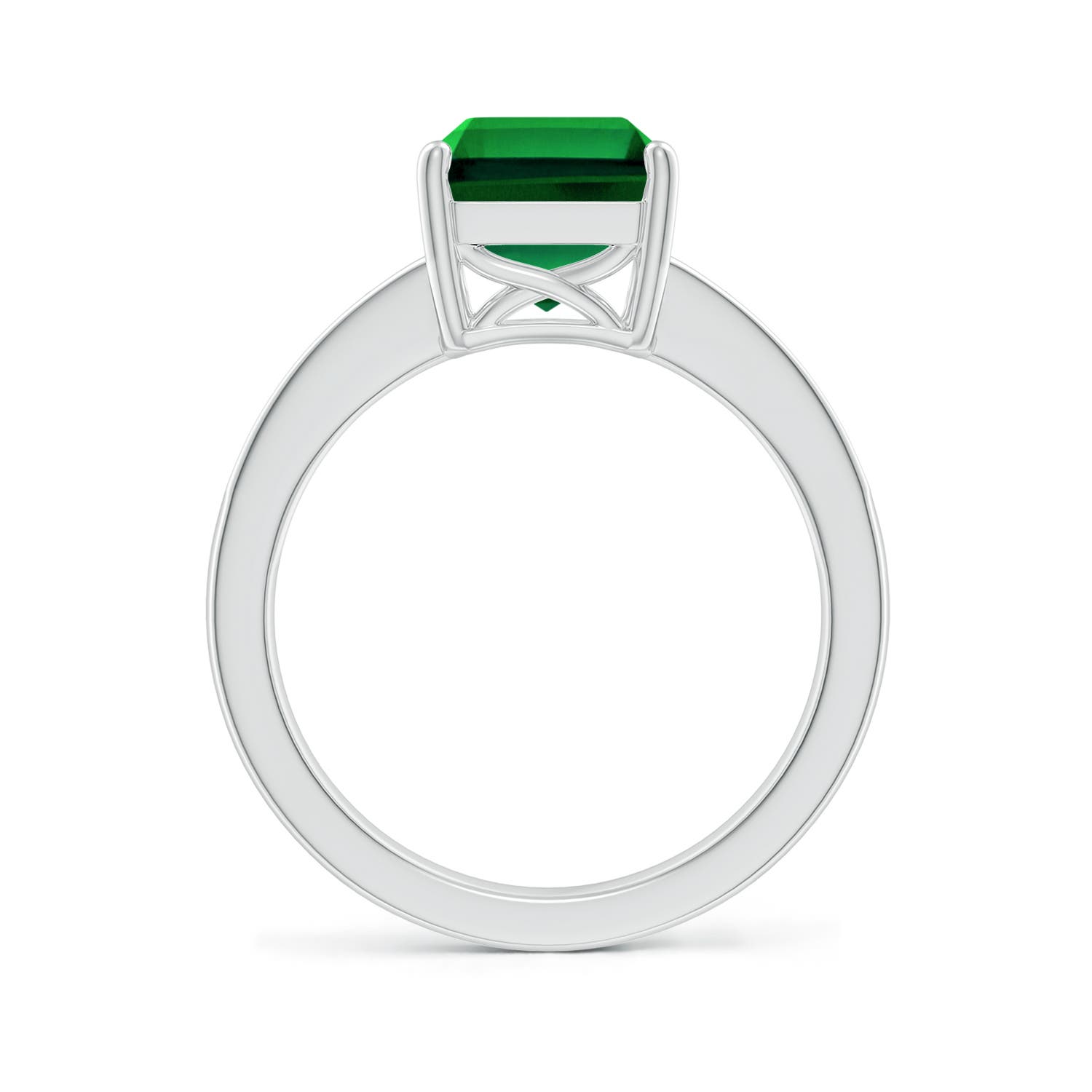 10x8mm Labgrown Lab-Grown Octagonal Emerald Cocktail Ring with Lab Diamonds in White Gold