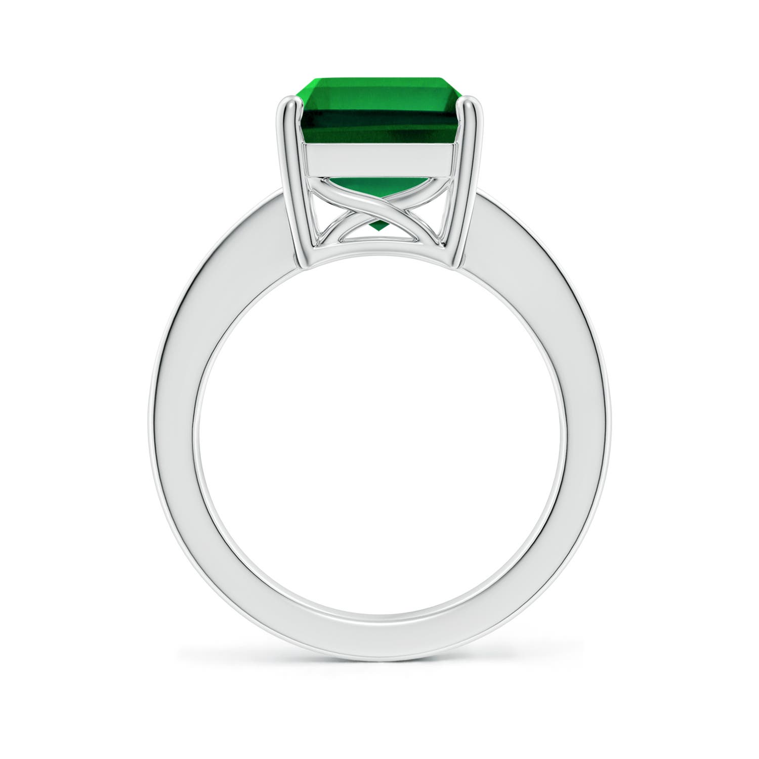 12x10mm Labgrown Lab-Grown Octagonal Emerald Cocktail Ring with Lab Diamonds in P950 Platinum