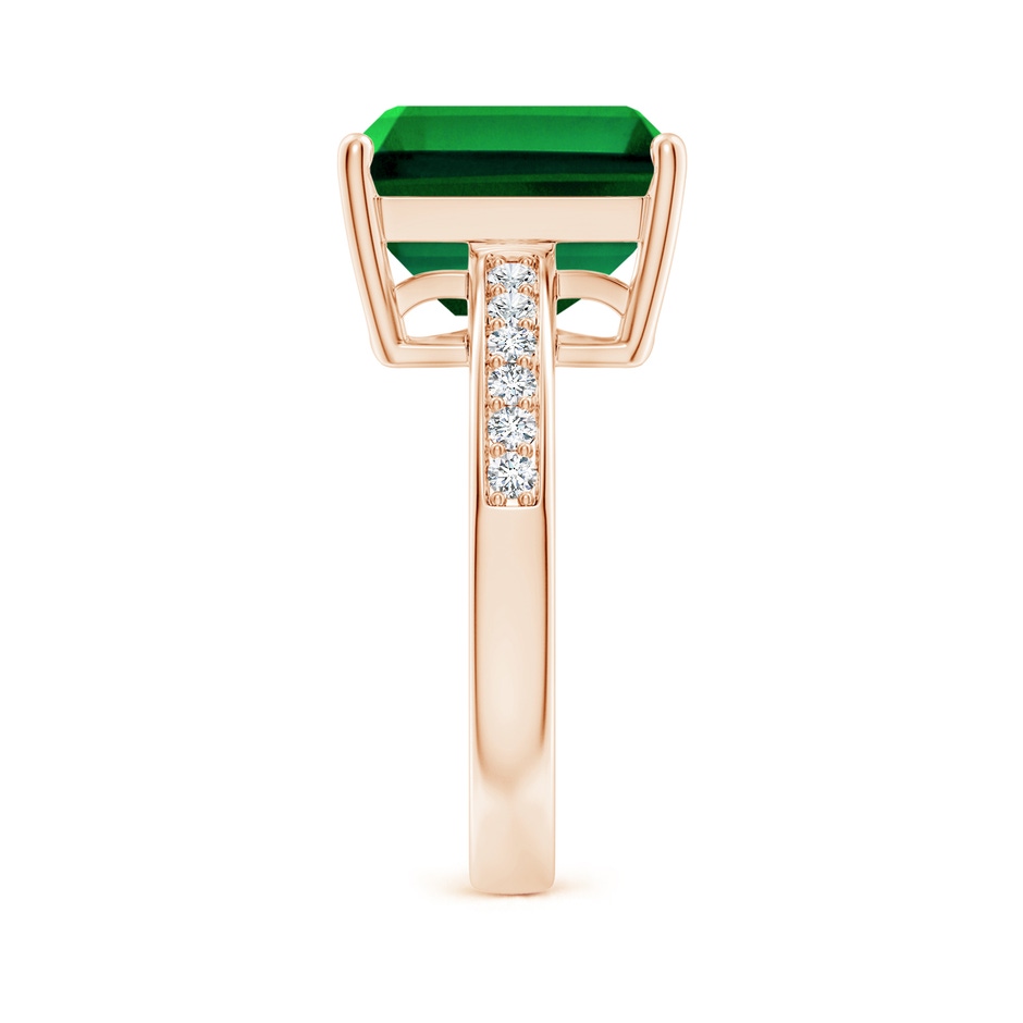 12x10mm Labgrown Lab-Grown Octagonal Emerald Cocktail Ring with Lab Diamonds in Rose Gold side 299