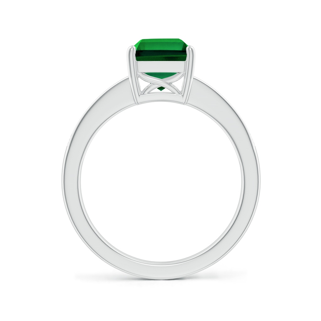 9x7mm Labgrown Lab-Grown Octagonal Emerald Cocktail Ring with Lab Diamonds in White Gold - side 199
