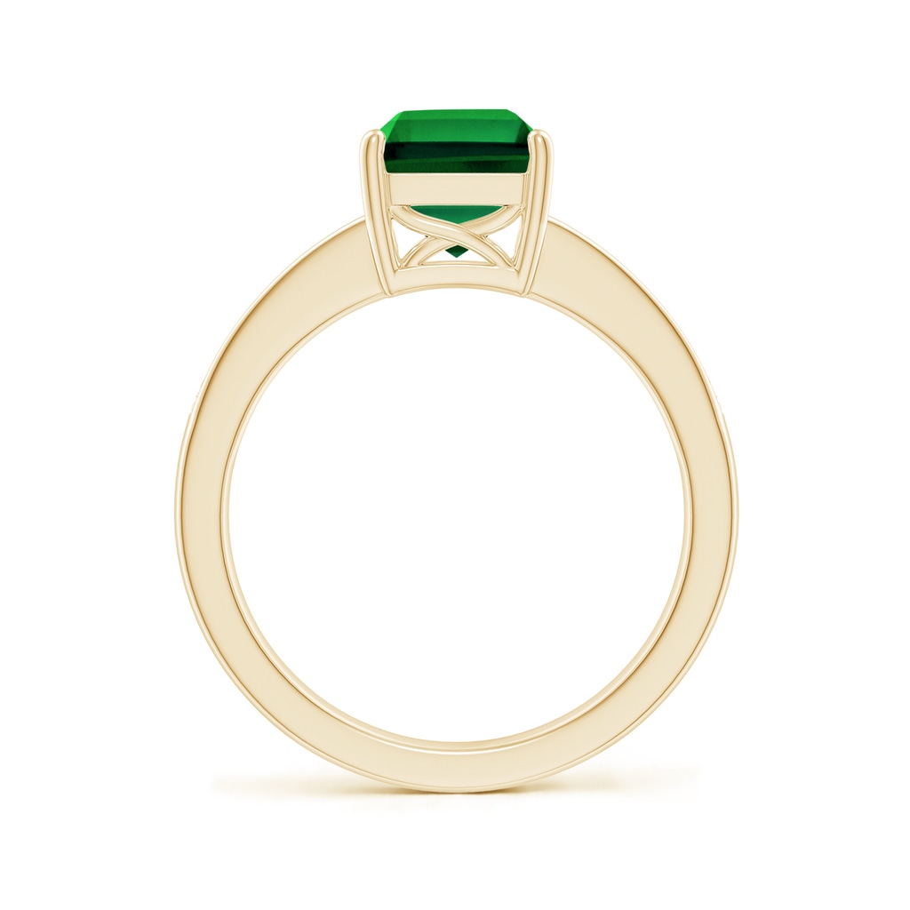 9x7mm Labgrown Lab-Grown Octagonal Emerald Cocktail Ring with Lab Diamonds in Yellow Gold - side 199