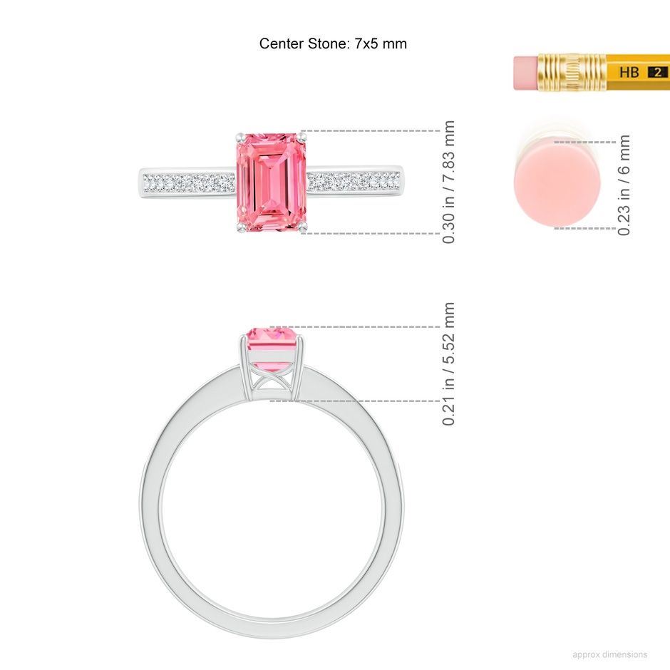 7x5mm Labgrown Octagonal Lab-Grown Fancy Intense Pink Diamond Cocktail Ring in P950 Platinum ruler