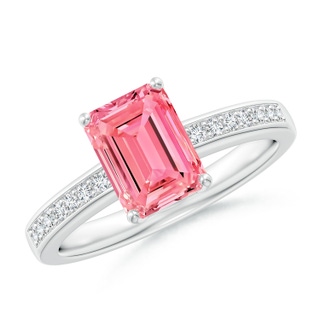 8x6mm Labgrown Octagonal Lab-Grown Fancy Intense Pink Diamond Cocktail Ring in P950 Platinum