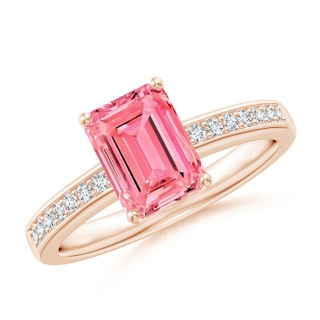 Emerald Cut Fancy Intense, VS Lab Grown Pink Diamond