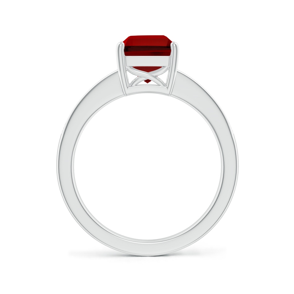 9x7mm Labgrown Lab-Grown Octagonal Ruby Cocktail Ring with Lab Diamonds in White Gold Side 199