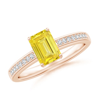 7x5mm Labgrown Octagonal Lab-Grown Fancy Intense Yellow Diamond Cocktail Ring in 10K Rose Gold