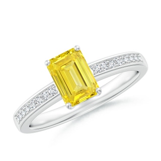 7x5mm Labgrown Octagonal Lab-Grown Fancy Intense Yellow Diamond Cocktail Ring in P950 Platinum