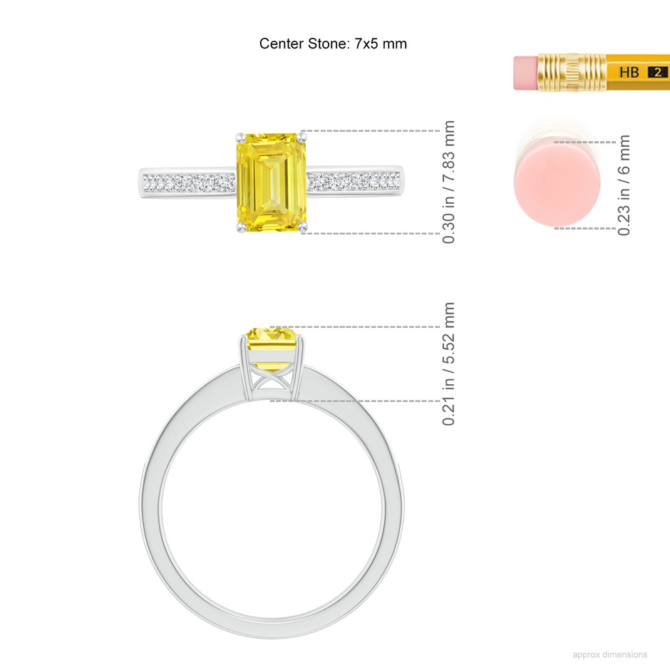 7x5mm Labgrown Octagonal Lab-Grown Fancy Intense Yellow Diamond Cocktail Ring in P950 Platinum ruler