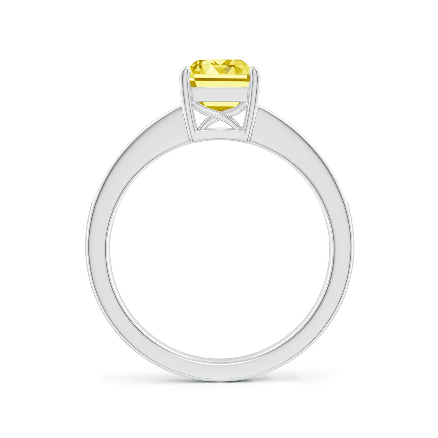 8x6mm Labgrown Octagonal Lab-Grown Fancy Intense Yellow Diamond Cocktail Ring in White Gold - side 2