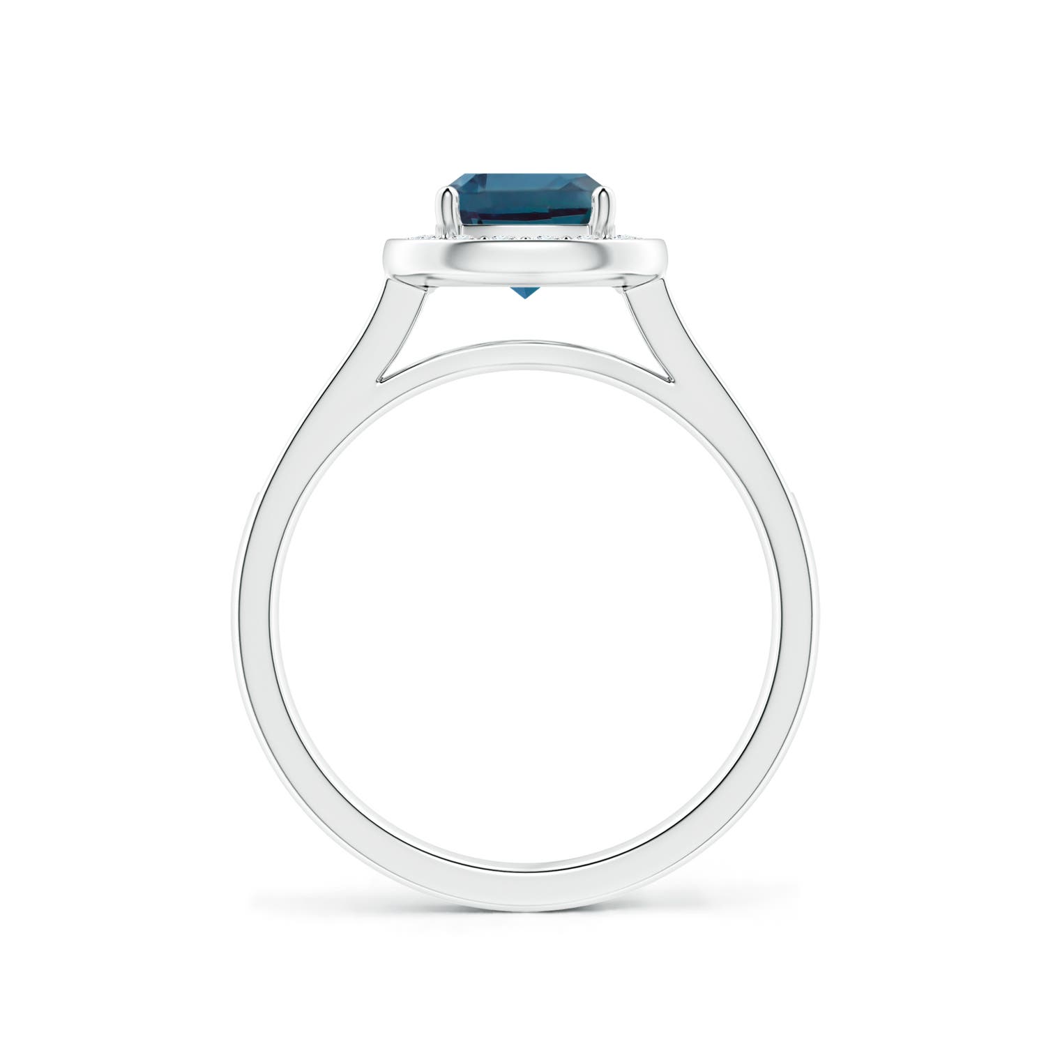 6mm Labgrown Classic Cushion Lab-Grown Alexandrite Ring with Diamond Halo in 18K White Gold