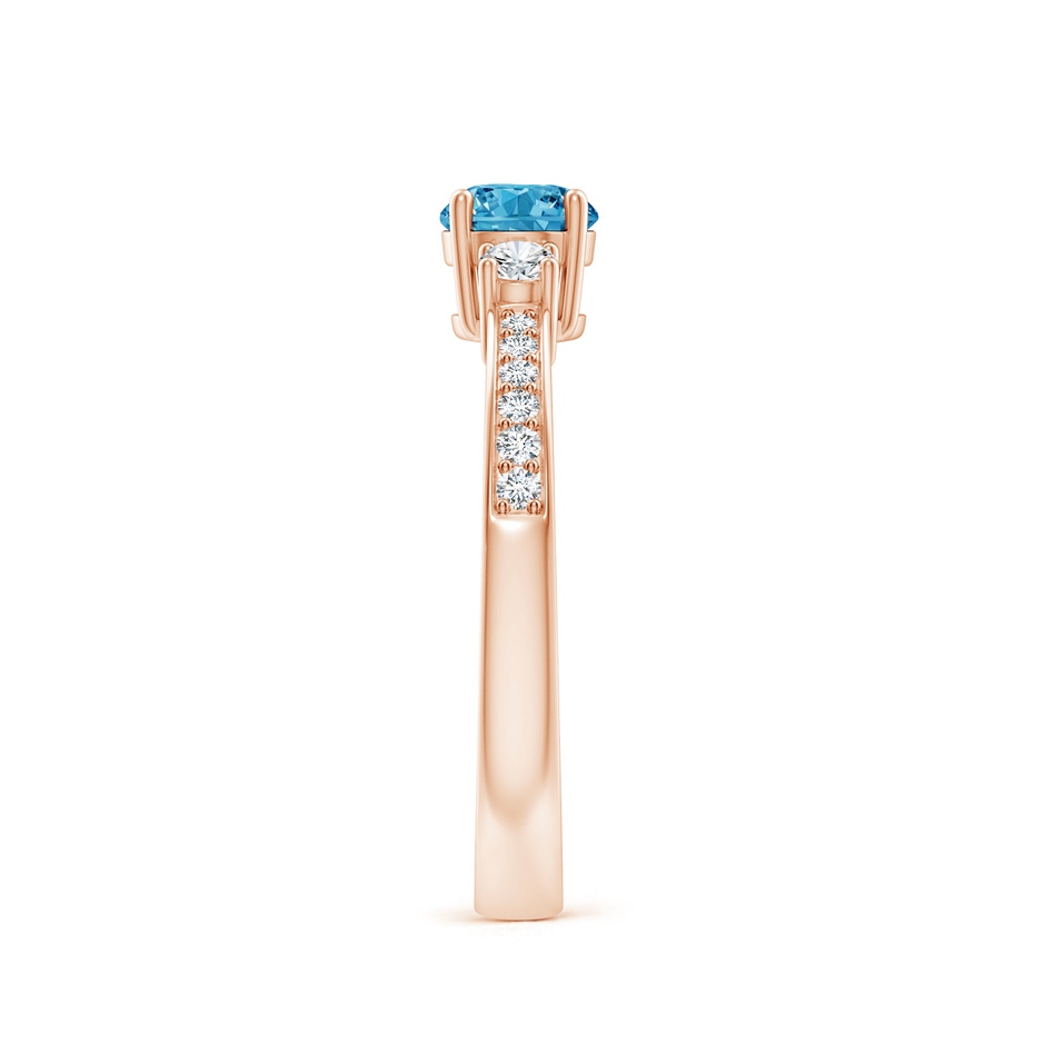 5mm Labgrown Classic Three Stone Lab-Grown Fancy Intense Blue and White Diamond Ring in Rose Gold side 299