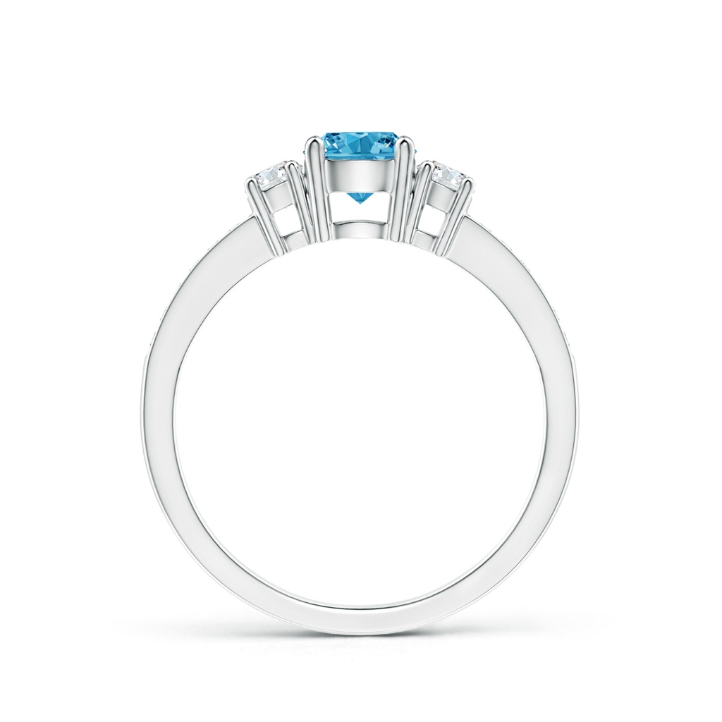 5mm Labgrown Classic Three Stone Lab-Grown Fancy Intense Blue and White Diamond Ring in S999 Silver - side 199