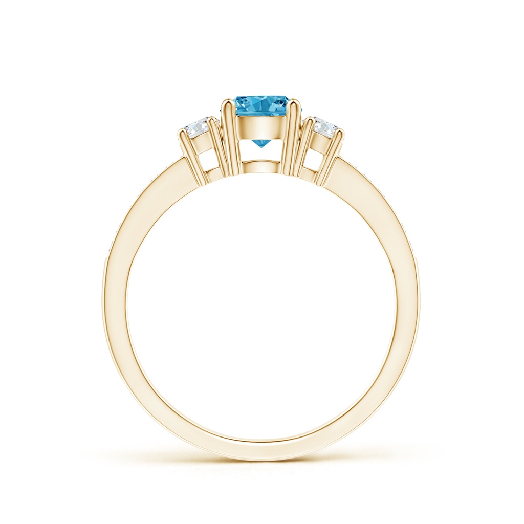 5mm Labgrown Classic Three Stone Lab-Grown Fancy Intense Blue and White Diamond Ring in Yellow Gold - side 199