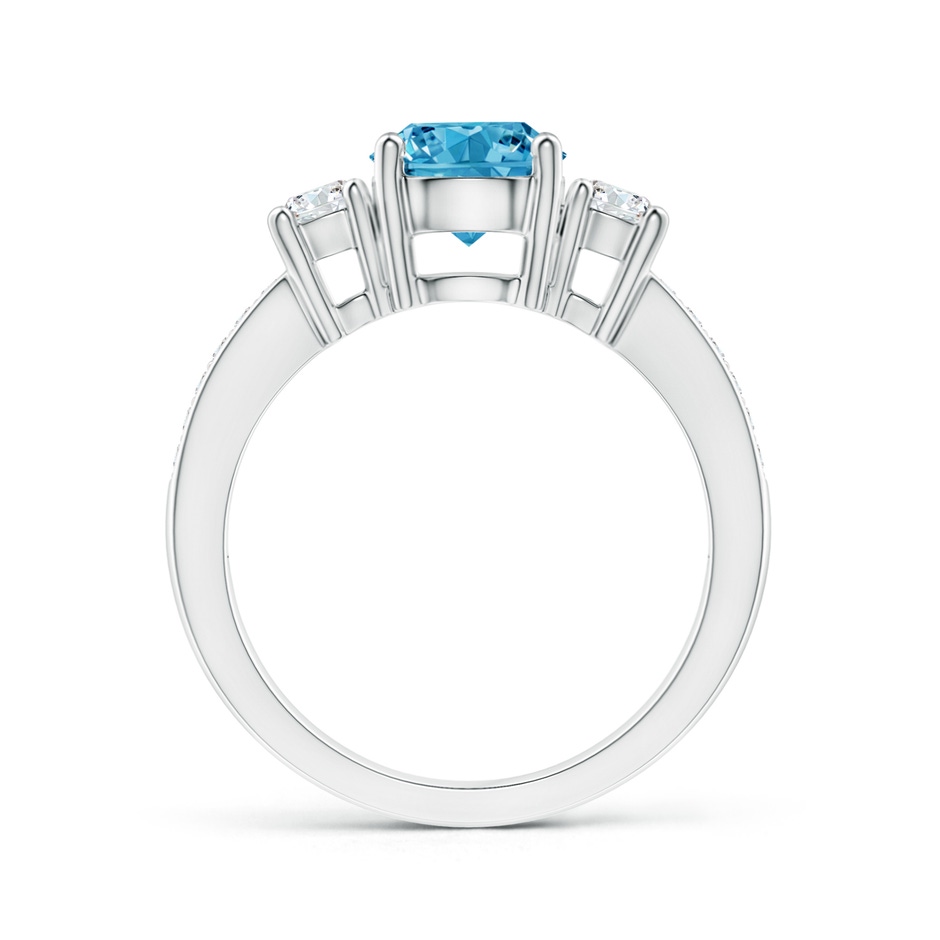 7mm Labgrown Classic Three Stone Lab-Grown Fancy Intense Blue and White Diamond Ring in S999 Silver side 199