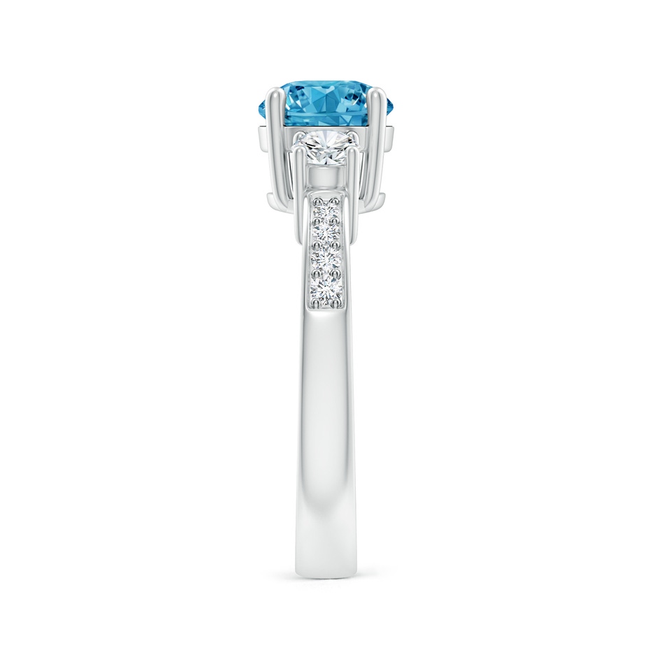 7mm Labgrown Classic Three Stone Lab-Grown Fancy Intense Blue and White Diamond Ring in S999 Silver side 299