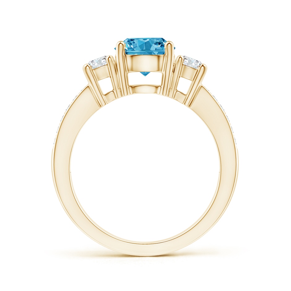 7mm Labgrown Classic Three Stone Lab-Grown Fancy Intense Blue and White Diamond Ring in Yellow Gold side 199