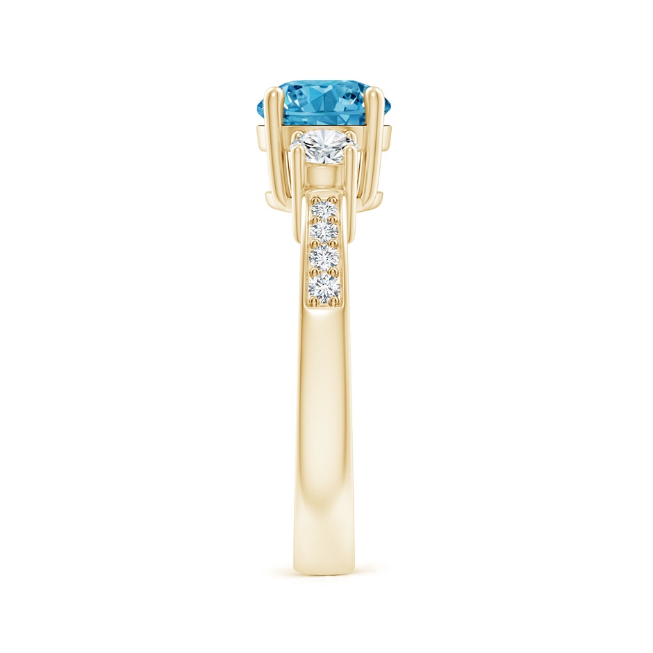 7mm Labgrown Classic Three Stone Lab-Grown Fancy Intense Blue and White Diamond Ring in Yellow Gold side 299