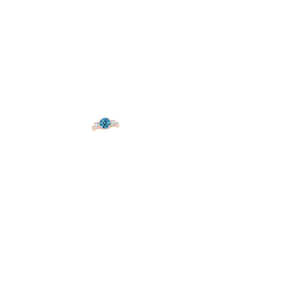 8mm Labgrown Classic Three Stone Lab-Grown Fancy Intense Blue and White Diamond Ring in Rose Gold hand