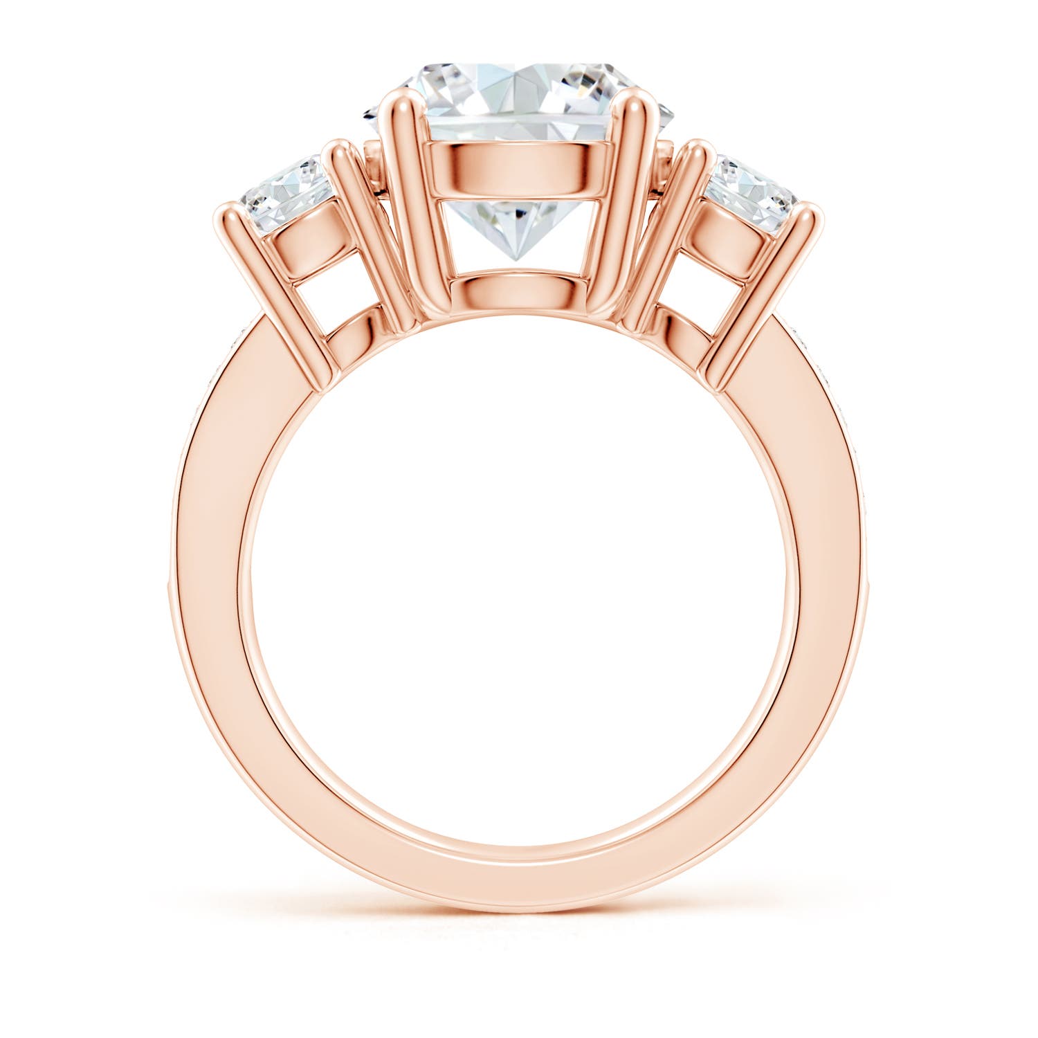 10.1mm FGVS Lab-Grown Classic Three Stone Diamond Ring in Rose Gold