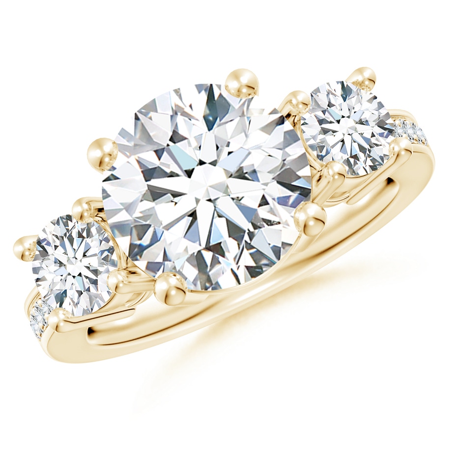 10.1mm FGVS Lab-Grown Classic Three Stone Diamond Ring in Yellow Gold 