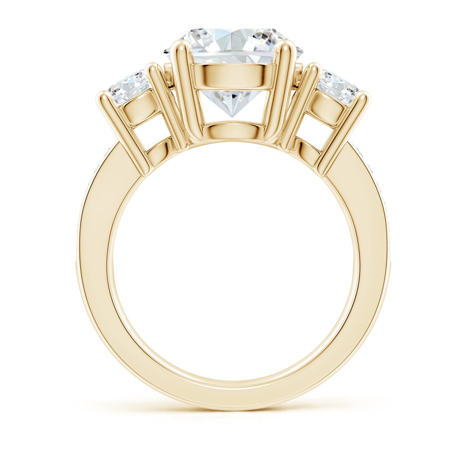 10.1mm FGVS Lab-Grown Classic Three Stone Diamond Ring in Yellow Gold