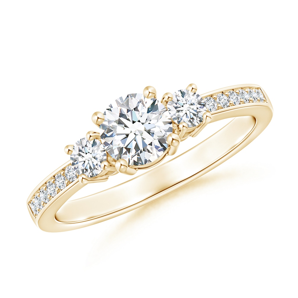 5mm FGVS Lab-Grown Classic Three Stone Diamond Ring in Yellow Gold