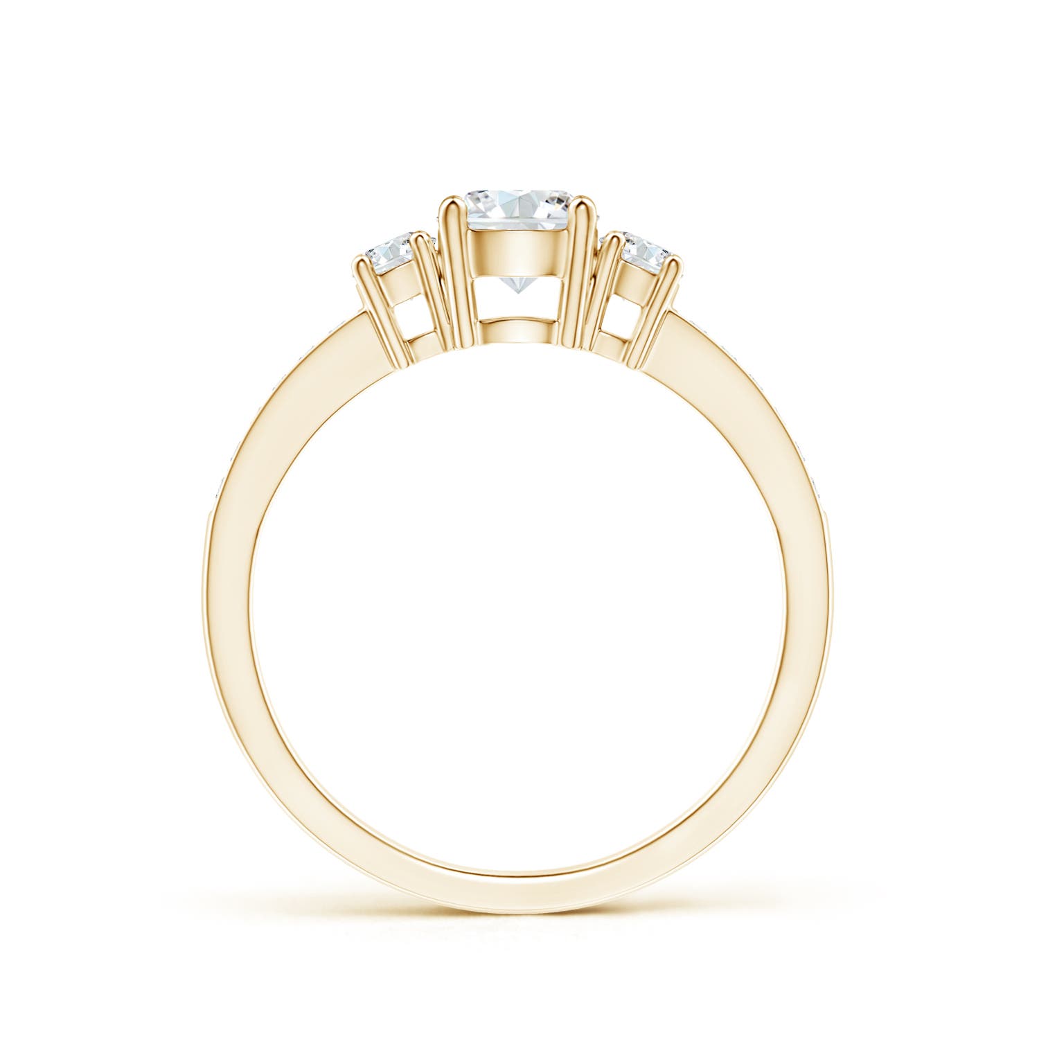 5mm FGVS Lab-Grown Classic Three Stone Diamond Ring in Yellow Gold - side 3
