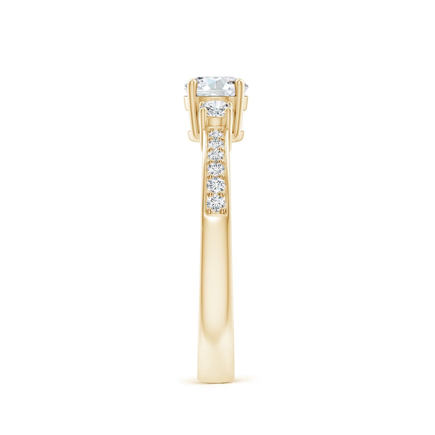 5mm FGVS Lab-Grown Classic Three Stone Diamond Ring in Yellow Gold - side 4