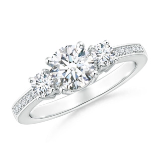 6mm FGVS Lab-Grown Classic Three Stone Diamond Ring in White Gold