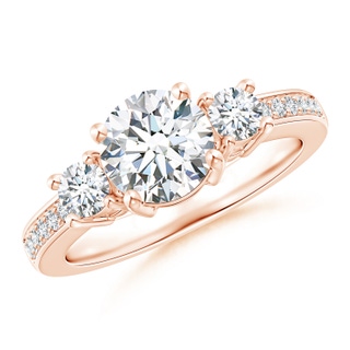 7mm FGVS Lab-Grown Classic Three Stone Diamond Ring in 9K Rose Gold