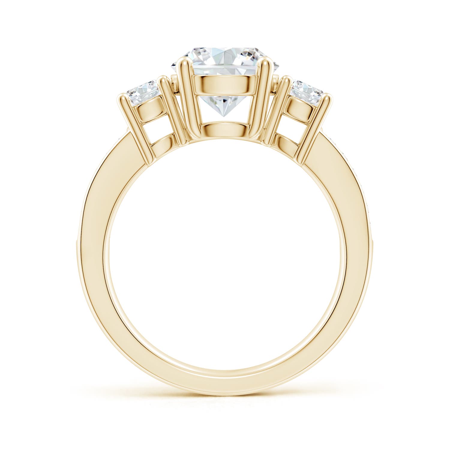 8mm FGVS Lab-Grown Classic Three Stone Diamond Ring in Yellow Gold - side 3