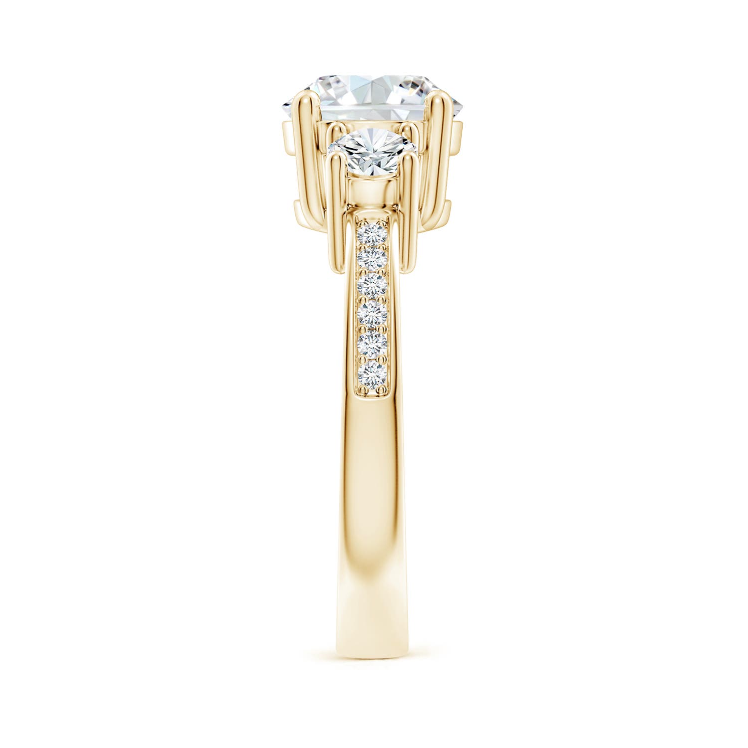 8mm FGVS Lab-Grown Classic Three Stone Diamond Ring in Yellow Gold - side 4