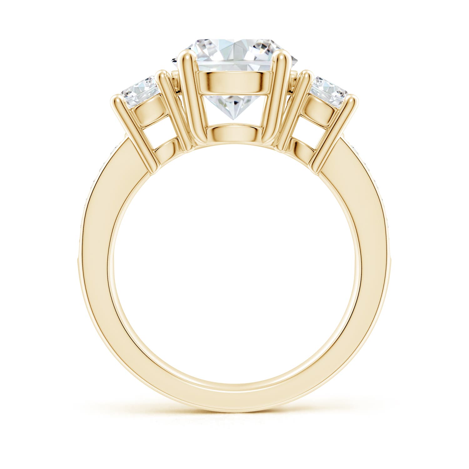9.2mm FGVS Lab-Grown Classic Three Stone Diamond Ring in Yellow Gold