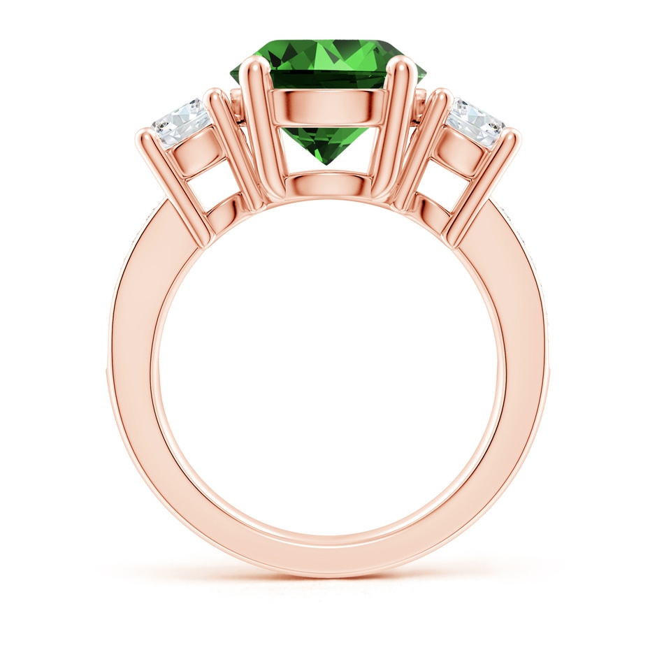 10mm Labgrown Lab-Grown Classic Three Stone Emerald and Lab Diamond Ring in 18K Rose Gold side 199