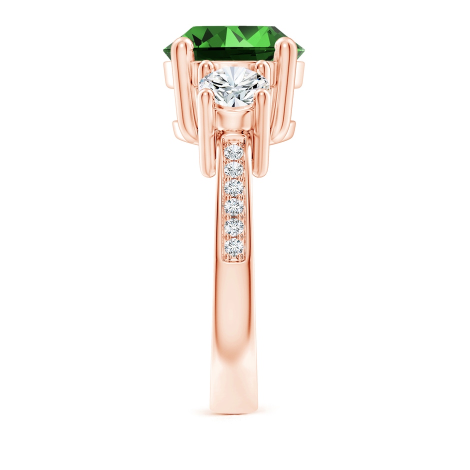 10mm Labgrown Lab-Grown Classic Three Stone Emerald and Lab Diamond Ring in 18K Rose Gold side 299