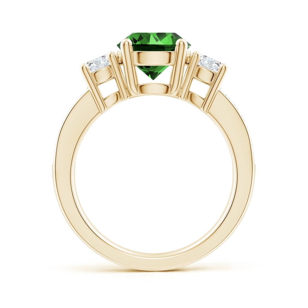 8mm Labgrown Lab-Grown Classic Three Stone Emerald and Lab Diamond Ring in Yellow Gold Side 199